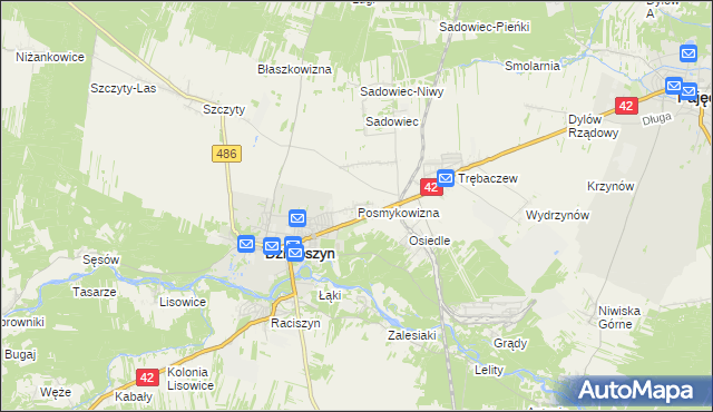 mapa Posmykowizna gmina Działoszyn, Posmykowizna gmina Działoszyn na mapie Targeo