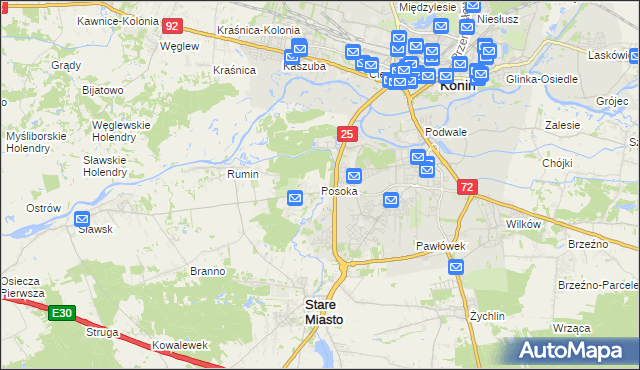 mapa Posoka gmina Stare Miasto, Posoka gmina Stare Miasto na mapie Targeo