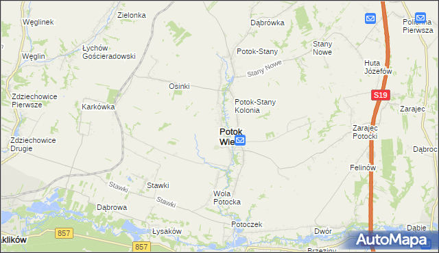 mapa Potok Wielki powiat janowski, Potok Wielki powiat janowski na mapie Targeo