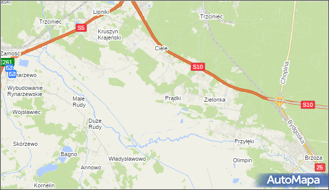 mapa Prądki, Prądki na mapie Targeo