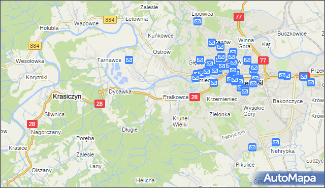 mapa Prałkowce, Prałkowce na mapie Targeo