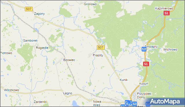 mapa Praslity, Praslity na mapie Targeo