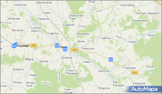 mapa Praszczyki, Praszczyki na mapie Targeo