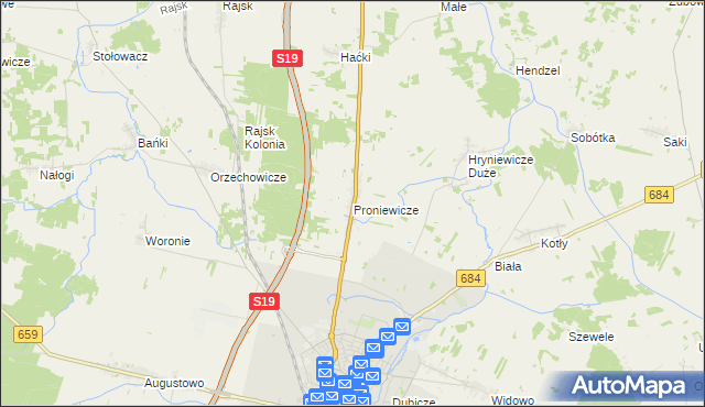 mapa Proniewicze, Proniewicze na mapie Targeo