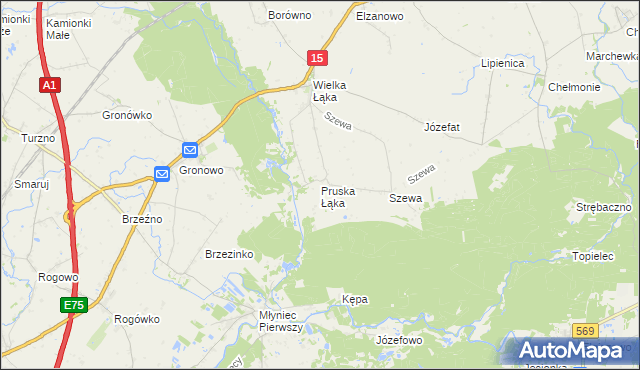 mapa Pruska Łąka, Pruska Łąka na mapie Targeo
