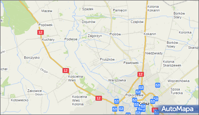 mapa Pruszków gmina Blizanów, Pruszków gmina Blizanów na mapie Targeo
