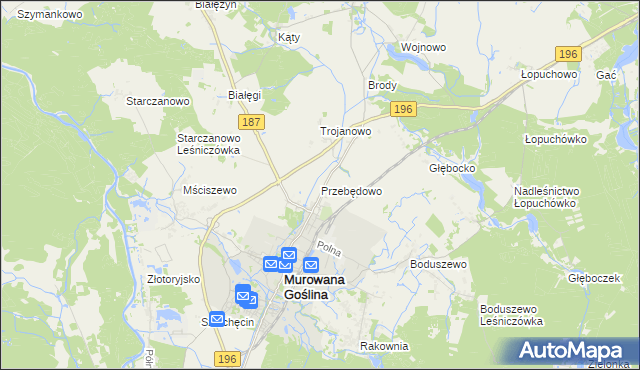 mapa Przebędowo gmina Murowana Goślina, Przebędowo gmina Murowana Goślina na mapie Targeo