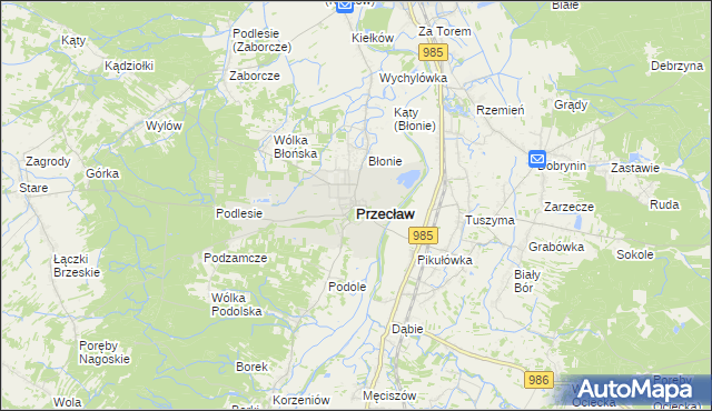mapa Przecław powiat mielecki, Przecław powiat mielecki na mapie Targeo