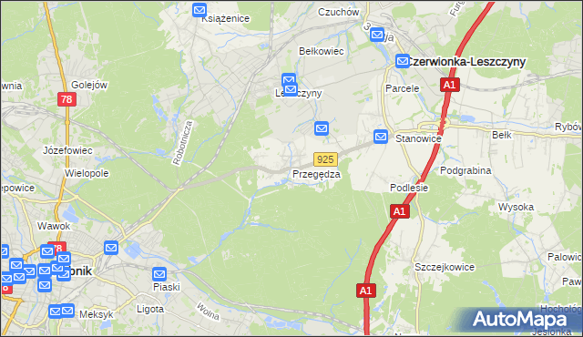 mapa Przegędza, Przegędza na mapie Targeo