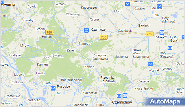 mapa Przeginia Duchowna, Przeginia Duchowna na mapie Targeo