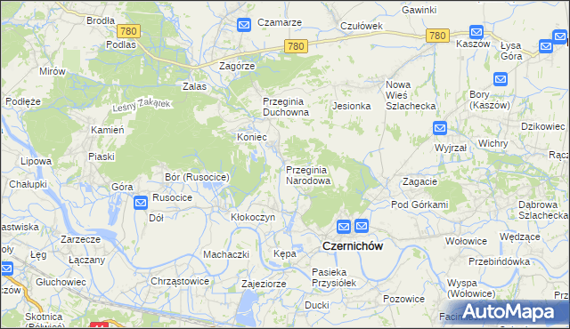 mapa Przeginia Narodowa, Przeginia Narodowa na mapie Targeo