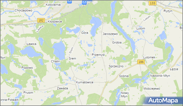 mapa Przemyśl gmina Sieraków, Przemyśl gmina Sieraków na mapie Targeo