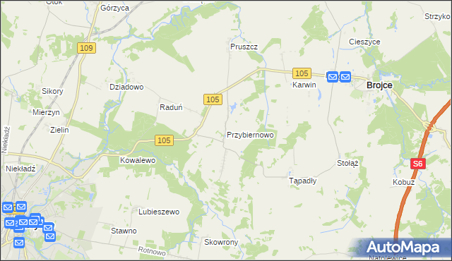 mapa Przybiernowo, Przybiernowo na mapie Targeo