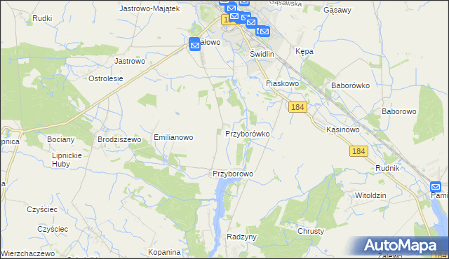 mapa Przyborówko, Przyborówko na mapie Targeo