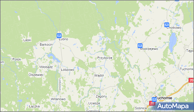 mapa Przyborze gmina Kołczygłowy, Przyborze gmina Kołczygłowy na mapie Targeo