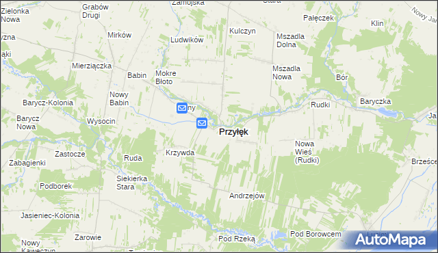mapa Przyłęk powiat zwoleński, Przyłęk powiat zwoleński na mapie Targeo