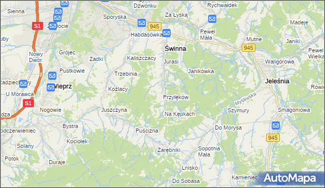 mapa Przyłęków, Przyłęków na mapie Targeo