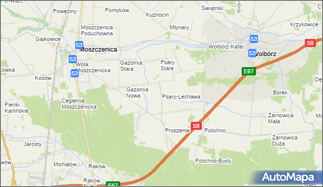 mapa Psary-Lechawa, Psary-Lechawa na mapie Targeo