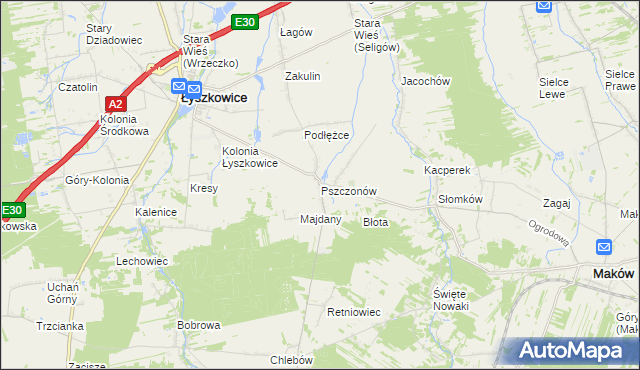 mapa Pszczonów, Pszczonów na mapie Targeo