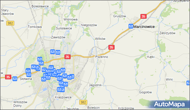 mapa Pszenno, Pszenno na mapie Targeo