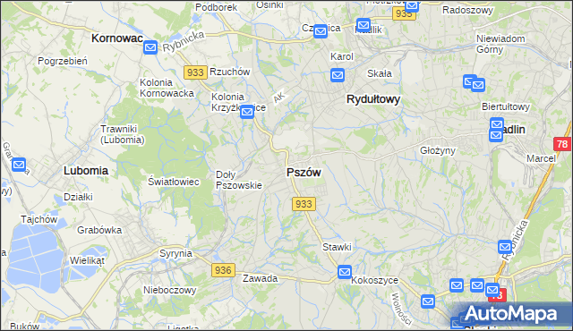 mapa Pszów, Pszów na mapie Targeo
