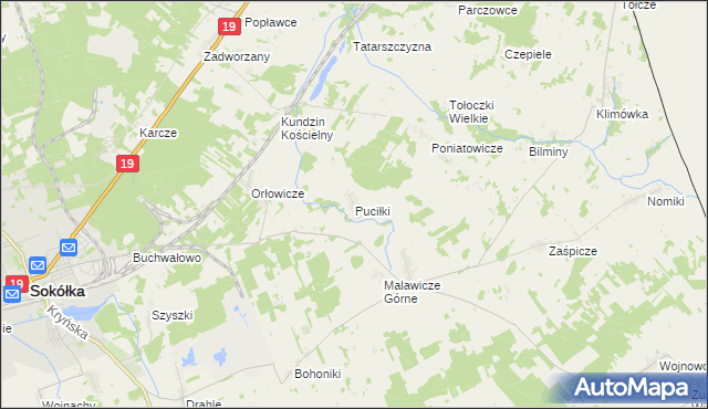 mapa Puciłki, Puciłki na mapie Targeo