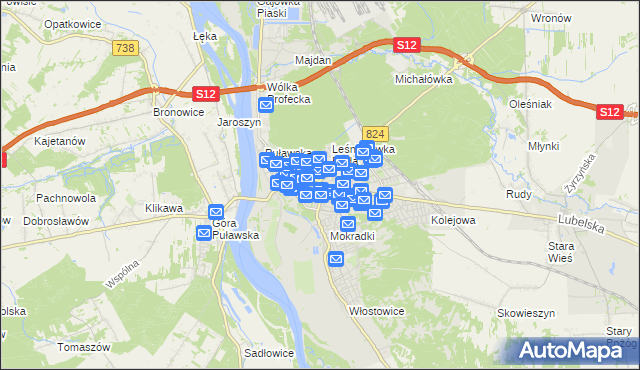 mapa Puław, Puławy na mapie Targeo