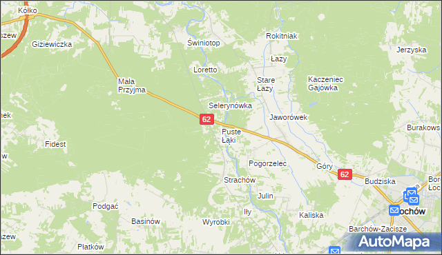 mapa Puste Łąki, Puste Łąki na mapie Targeo