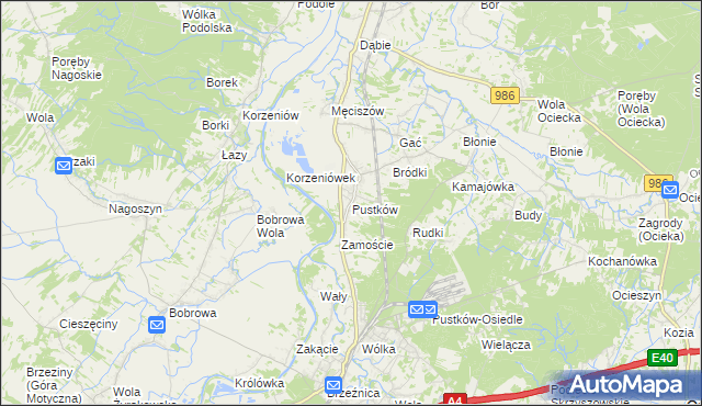 mapa Pustków gmina Dębica, Pustków gmina Dębica na mapie Targeo