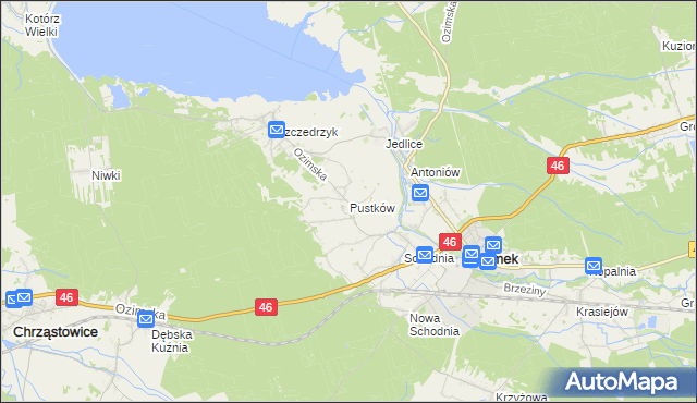mapa Pustków gmina Ozimek, Pustków gmina Ozimek na mapie Targeo