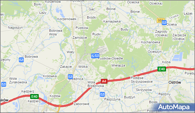 mapa Pustków-Osiedle, Pustków-Osiedle na mapie Targeo