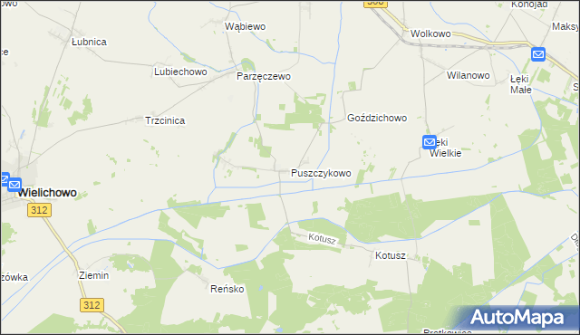 mapa Puszczykowo gmina Kamieniec, Puszczykowo gmina Kamieniec na mapie Targeo