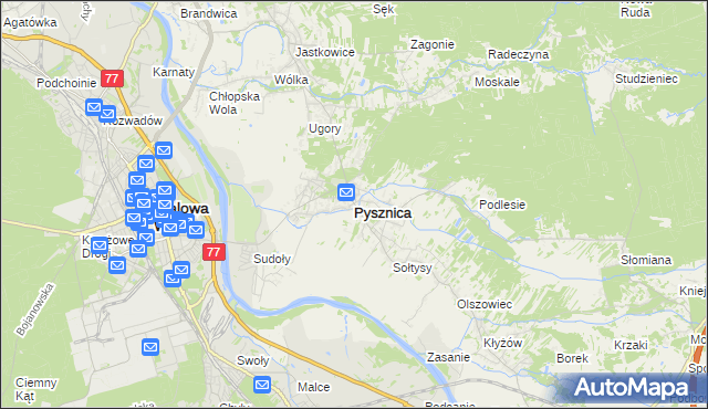 mapa Pysznica, Pysznica na mapie Targeo