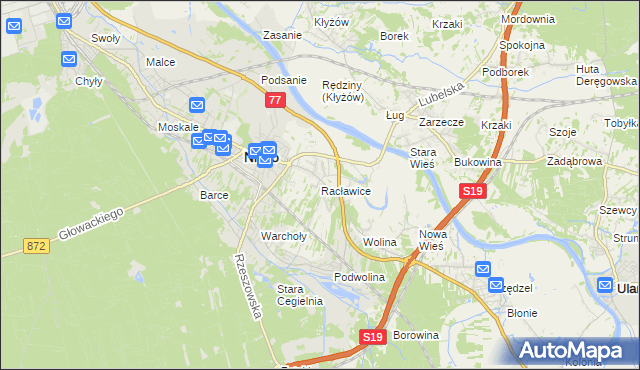 mapa Racławice gmina Nisko, Racławice gmina Nisko na mapie Targeo