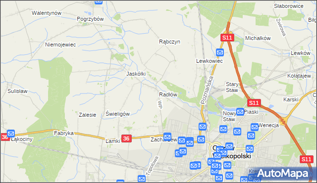 mapa Radłów gmina Raszków, Radłów gmina Raszków na mapie Targeo