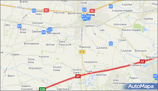 mapa Radonice, Radonice na mapie Targeo