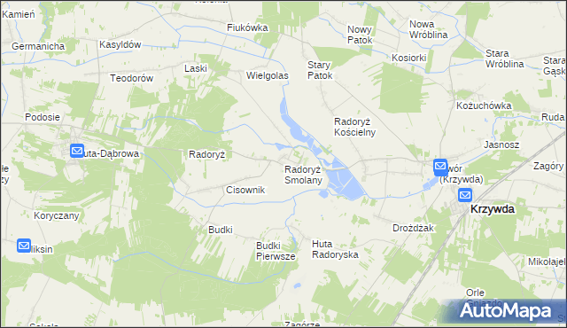 mapa Radoryż Smolany, Radoryż Smolany na mapie Targeo