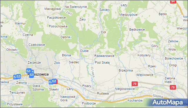 mapa Radwanowice, Radwanowice na mapie Targeo