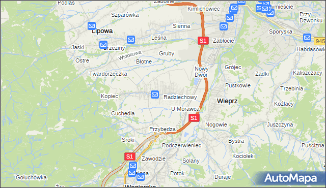 mapa Radziechowy, Radziechowy na mapie Targeo