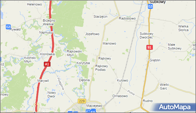 mapa Rajkowy, Rajkowy na mapie Targeo