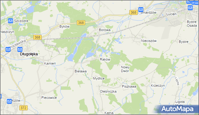 mapa Raków gmina Długołęka, Raków gmina Długołęka na mapie Targeo