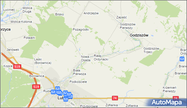 mapa Rataj Ordynacki, Rataj Ordynacki na mapie Targeo