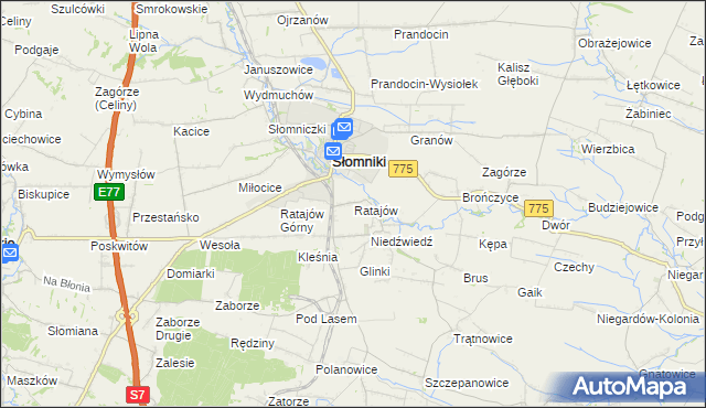 mapa Ratajów, Ratajów na mapie Targeo