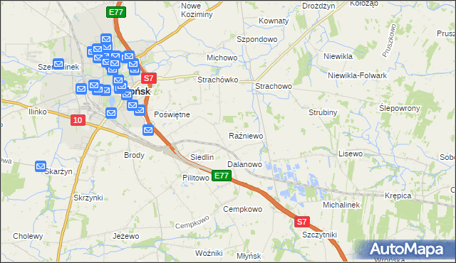 mapa Raźniewo, Raźniewo na mapie Targeo