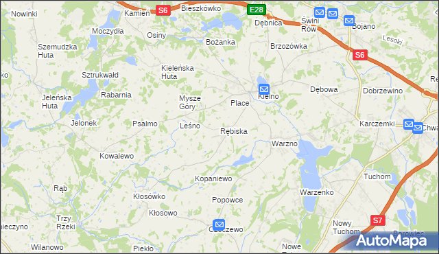 mapa Rębiska gmina Szemud, Rębiska gmina Szemud na mapie Targeo