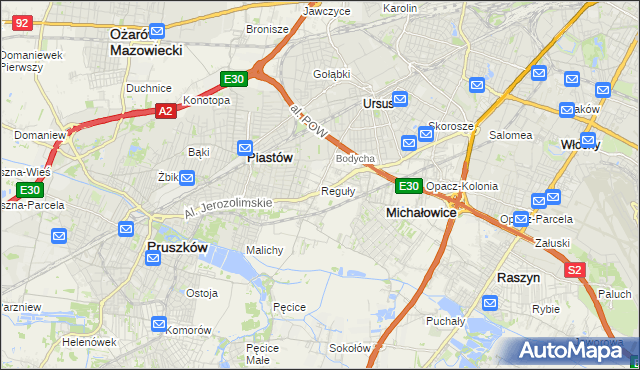 mapa Reguły, Reguły na mapie Targeo