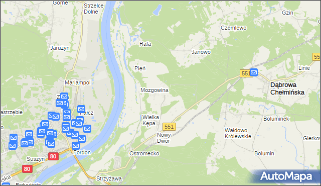 mapa Reptowo gmina Dąbrowa Chełmińska, Reptowo gmina Dąbrowa Chełmińska na mapie Targeo