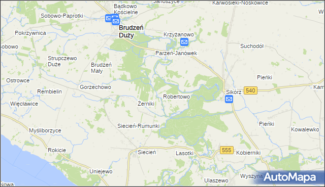 mapa Robertowo, Robertowo na mapie Targeo