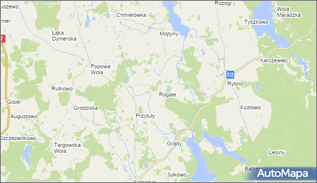 mapa Rogale gmina Dźwierzuty, Rogale gmina Dźwierzuty na mapie Targeo