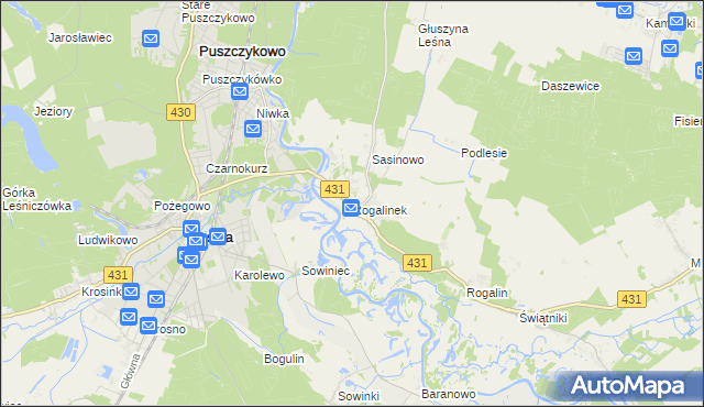 mapa Rogalinek, Rogalinek na mapie Targeo